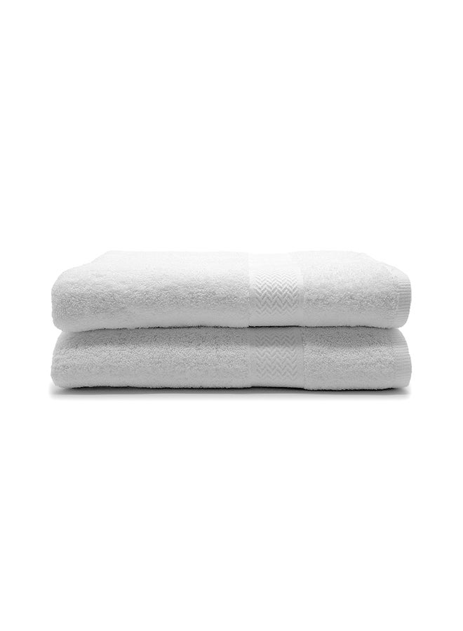 RISHAHOME 2-Piece Cotton Bath Towel Set White 70x140cm  - Image 1