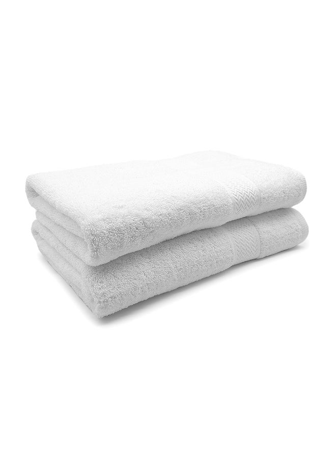 RISHAHOME 2-Piece Cotton Bath Towel Set White 70x140cm  - Image 2