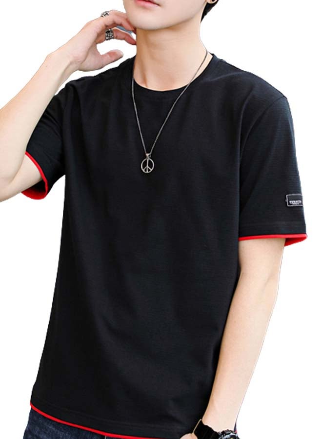 Round Neck Comfortable T-Shirt Black - v1620038342/N33244968V_1