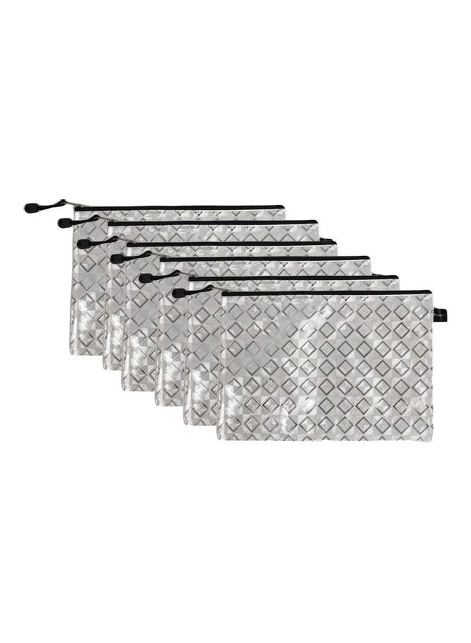 12-Piece Waterproof B5 Zipper File Bags Silver - Image 1