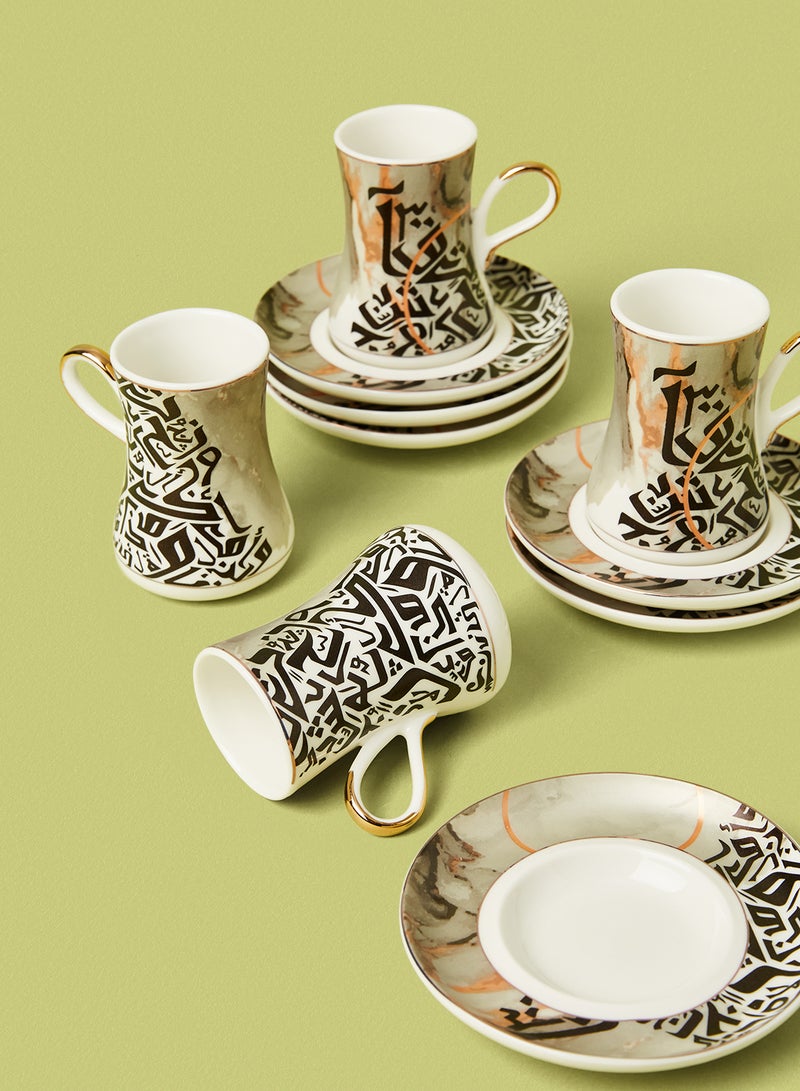 Noon East - 12-Piece Arabic Tea Cup And Saucer Set Serves 6 ArabicGold - Image 1