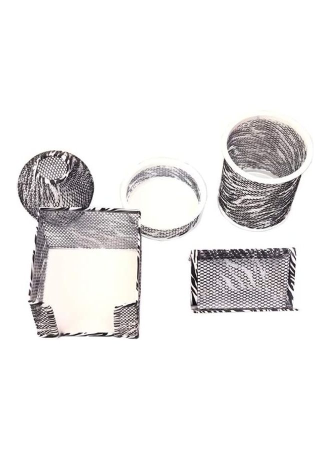 5-Piece Metal Mesh Desk Accessories Office Black - Image 1