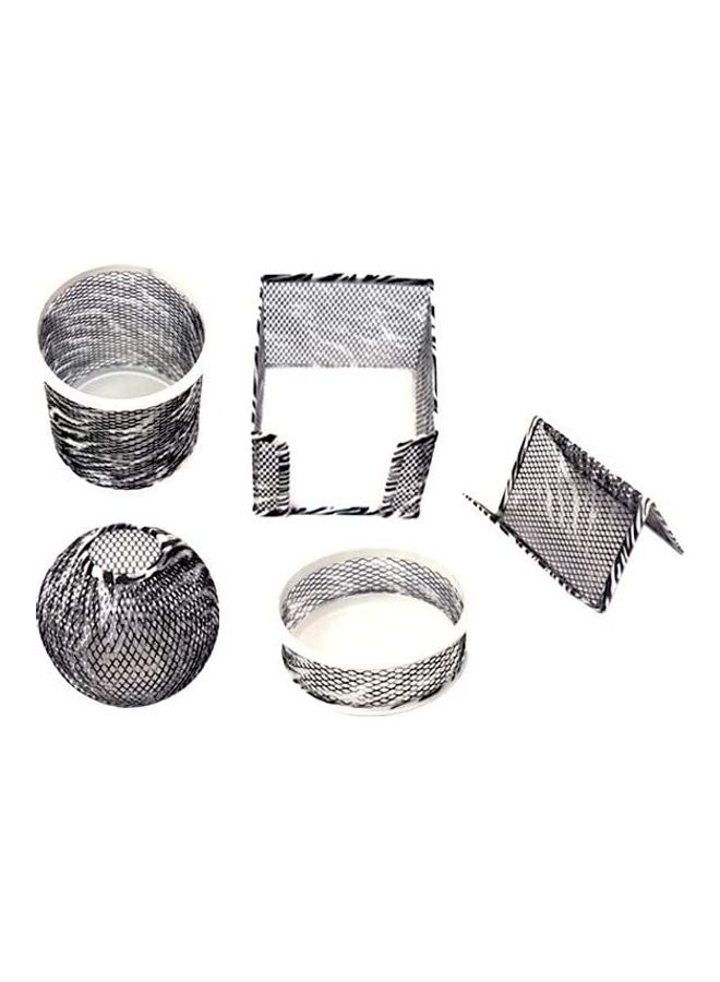 5-Piece Metal Mesh Desk Accessories Office Black - Image 2