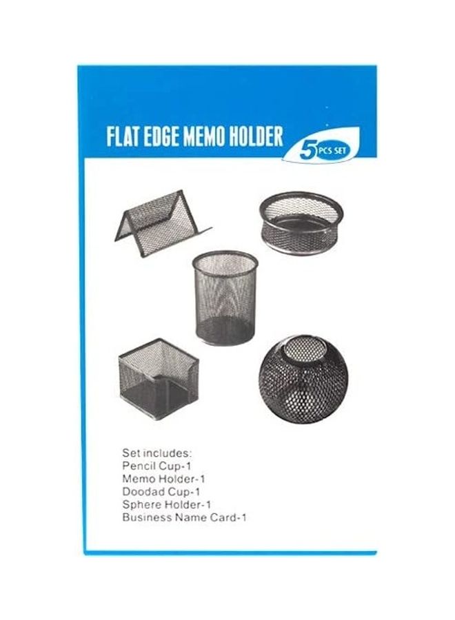5-Piece Metal Mesh Desk Accessories Office Black - Image 3