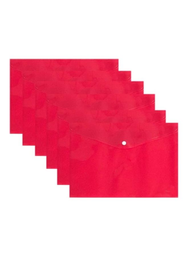 12-Piece A4 File Envelope with Snap Button Closure Red - Image 3