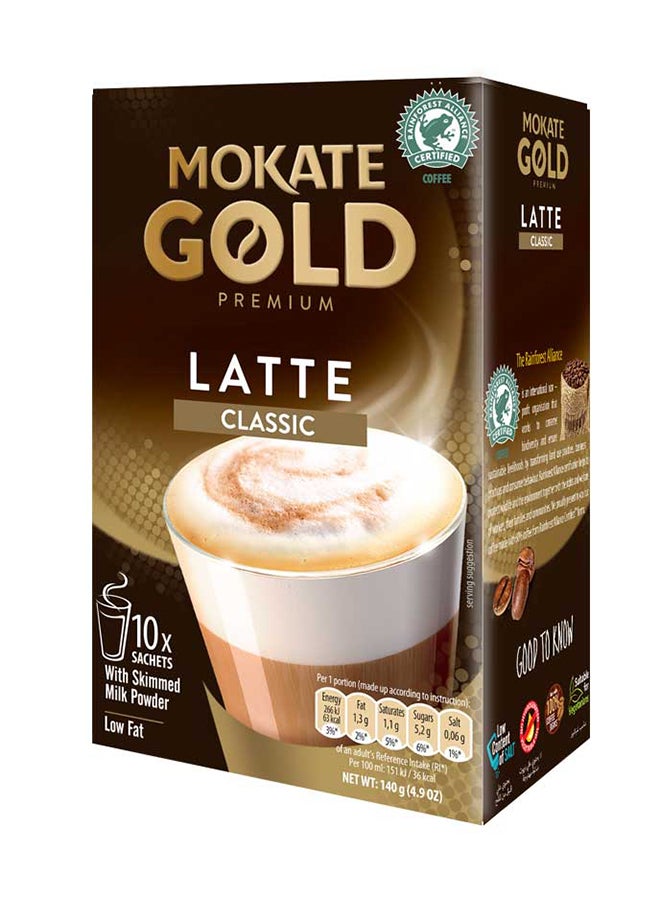 MOKATE - Gold Premium Latte Classic 14grams Pack of 10 - Image 1