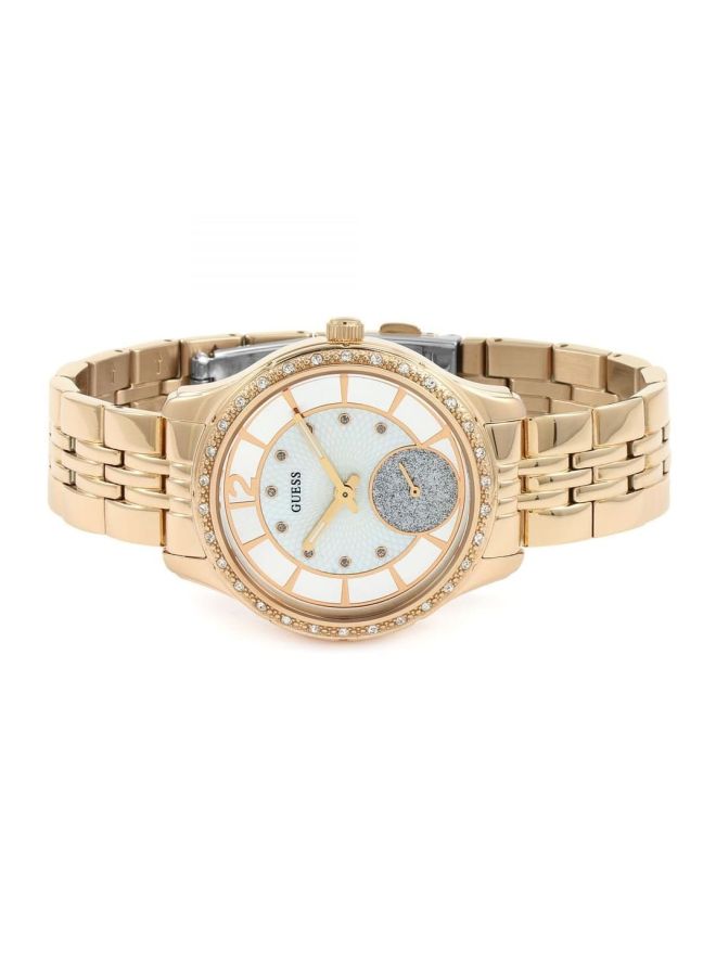 جس ساعة يد بعقارب وسوار من الستانلس ستيل طراز W0931L3 للنساء - Image 5