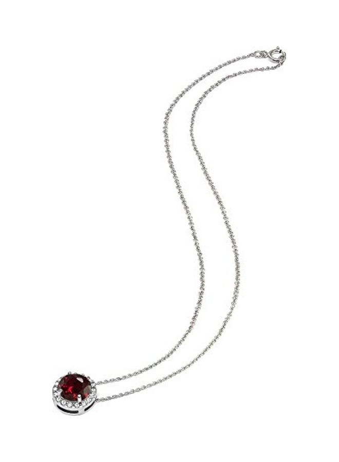GEMSTAR Sterling Silver Topaz Halo Slide Necklace  - Image 1