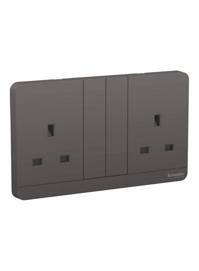 Schneider Electric - Avatar On Double Switch Socket With Shutter Grey - Image 1