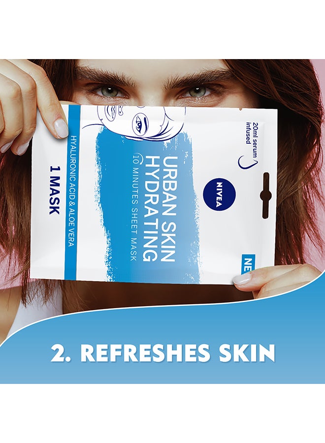 Urban Skin Hydrating Face Sheet Mask, Hyaluronic Acid And Aloe Vera, 1 Piece 20ml
