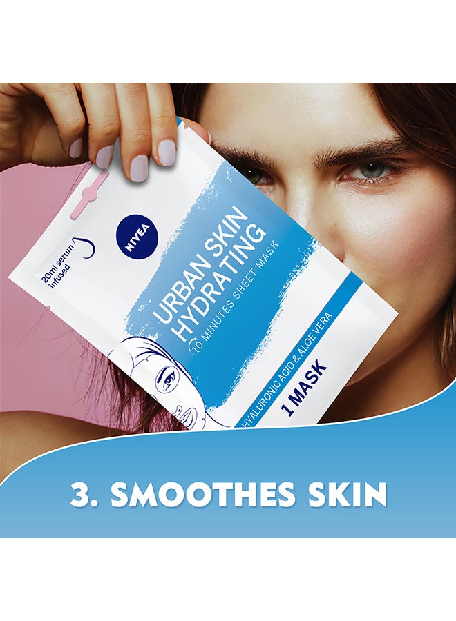 Urban Skin Hydrating Face Sheet Mask, Hyaluronic Acid And Aloe Vera, 1 Piece 20ml