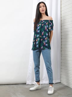 OFFROAD Casual Off Shoulder Floral Blouse Aop Blue Multicolour  - Image 3