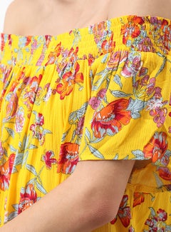 OFFROAD Casual Off Shoulder Floral Blouse Top Aop Yellow Multicolour  - Image 3