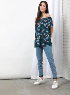 OFFROAD Casual Off Shoulder Floral Blouse Aop Blue Multicolour  - Image 4