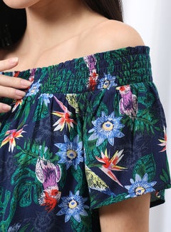 OFFROAD Casual Off Shoulder Floral Blouse Aop Blue Multicolour  - Image 2