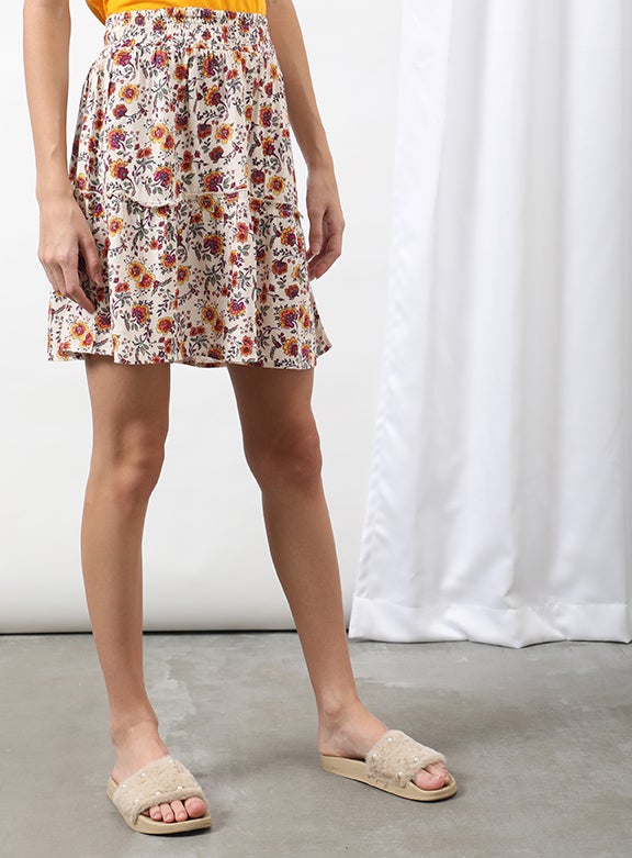 OFFROAD - Casual Floral Pattern Midi Skirt Multicolor - Image 1