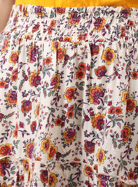 OFFROAD - Casual Floral Pattern Midi Skirt Multicolor - Image 1