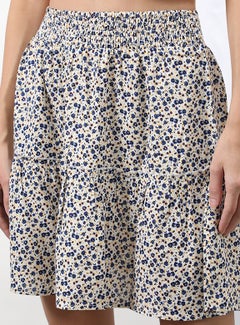 OFFROAD Casual Printed Midi Skirt Aop White Blue  - Image 3