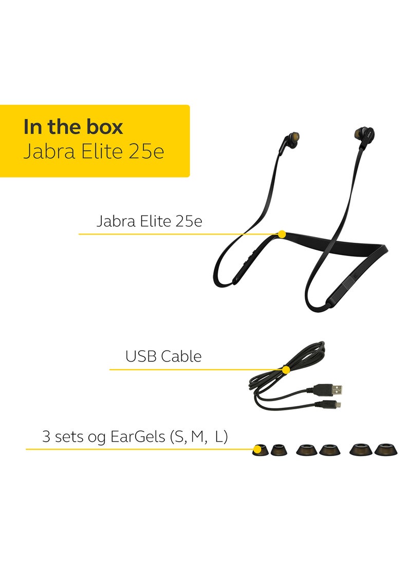 Jabra - Elite 25e – Wind Protected Bluetooth Headphones For Wireless Calls and Music with Vibration Alert Black - Image 1