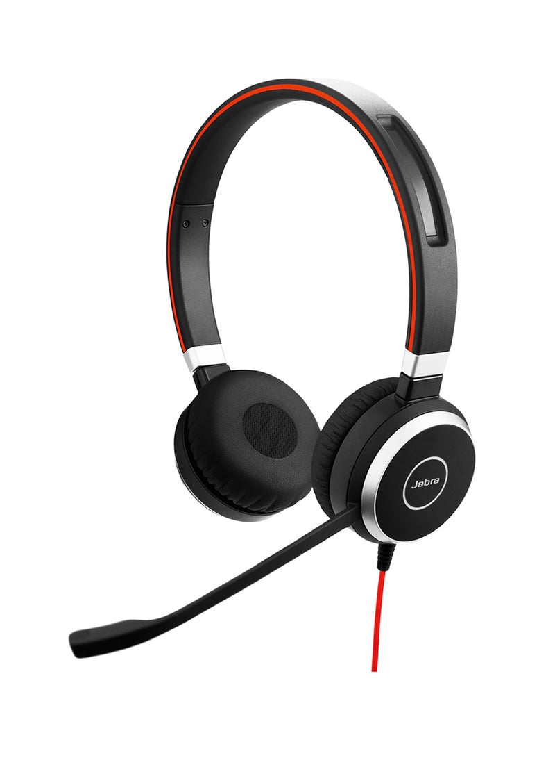 Jabra - Evolve 40 Stereo Headset - Unified Communications Headphones For VoIP Softphone with Passive Noise Cancellation - USB-Cable with Controller Black/Red - Image 1