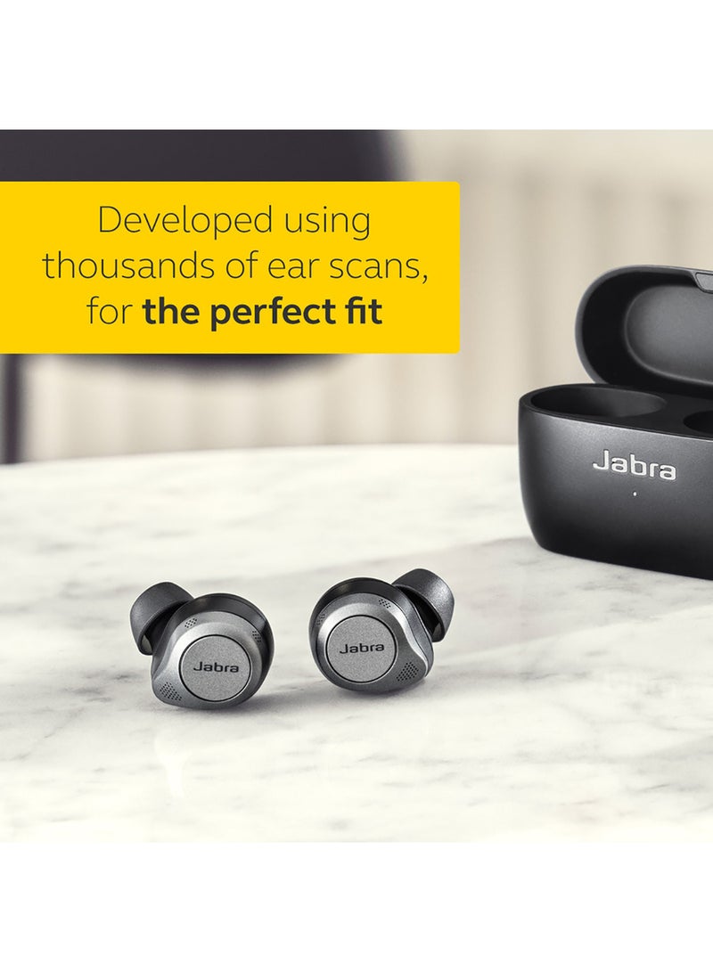 Elite 85t True Wireless Earbuds - Advanced Active Noise Cancellation with Long Battery Life and Powerful Speakers - Wireless Charging Case Titanium Black