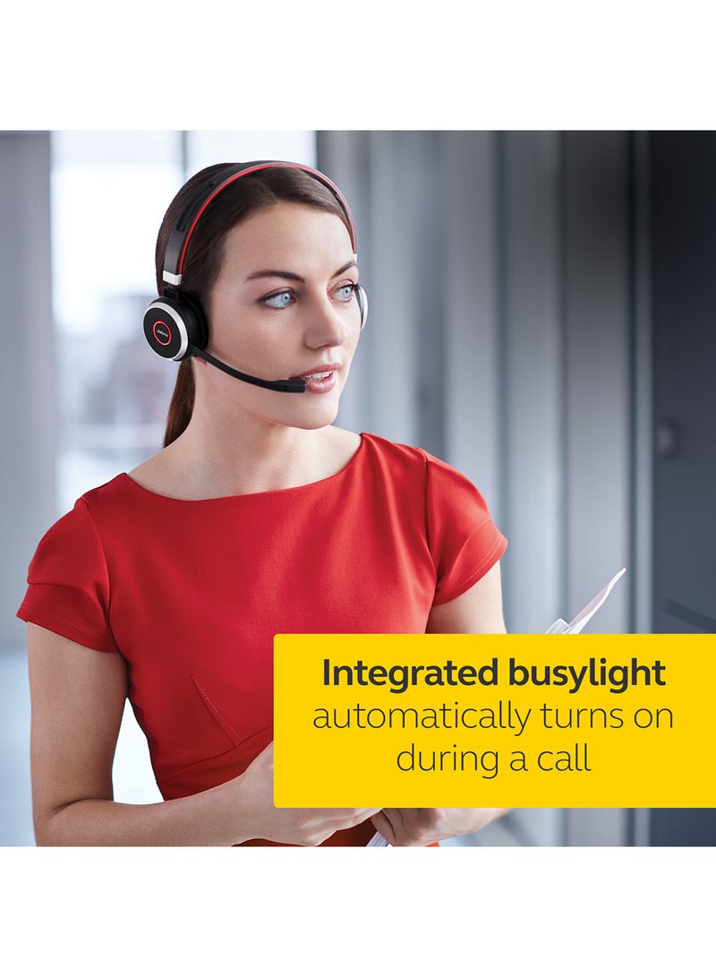 Jabra Evolve 65 Wireless Stereo On-Ear Headset - Microsoft Certified Headphones with Long-Lasting Battery - USB Bluetooth Adapter Black/Red - Image 5