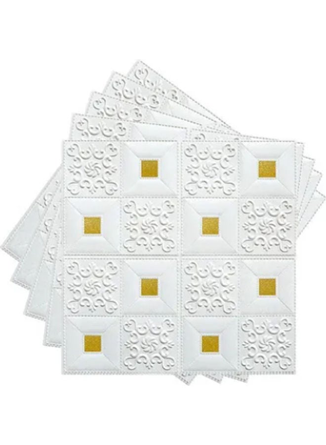 سابو مجموعة ملصقات جدارية شكل طوب  ثلاثي الأبعاد من مادة إسفنجية من 5 قطع أبيض 70x70سم - Image 1