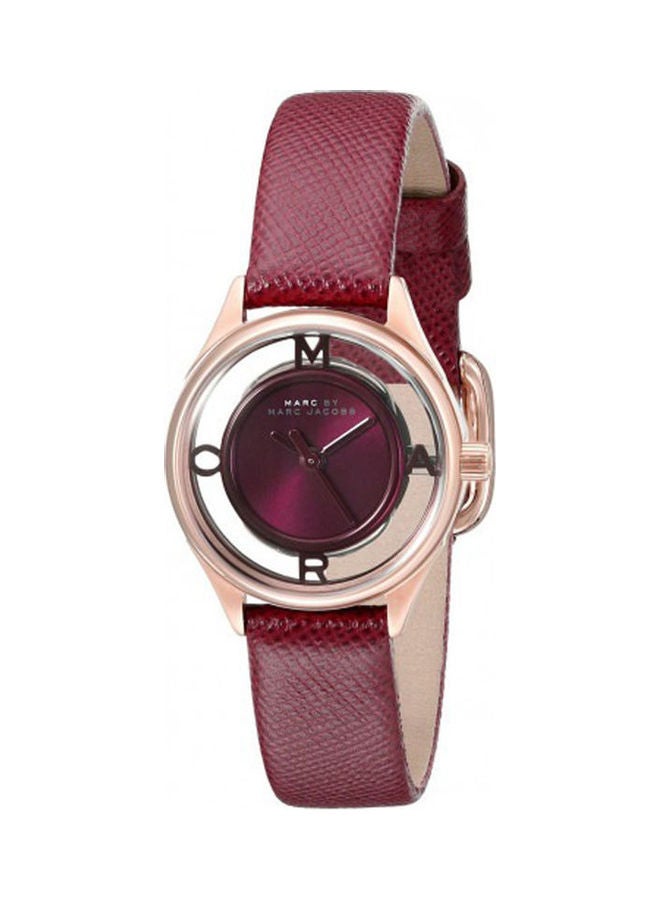 مارك جاكوبس ساعة يد بعقارب بقرص مستدير ومنقوش وبسوار من الجلد للنساء - طراز Mbm1382 للنساء - Image 1