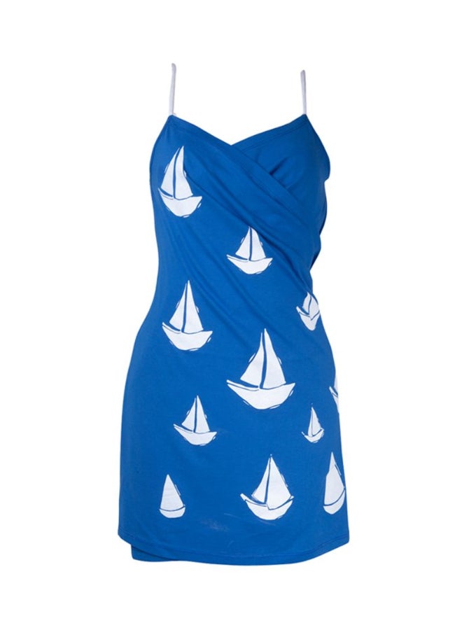 Biggdesign Anemoss Orsa Boat Printed Beach Dress White/Blue