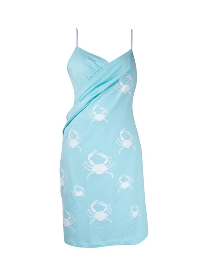 Biggdesign Anemoss Crab Printed Beach Dress Light Blue/White