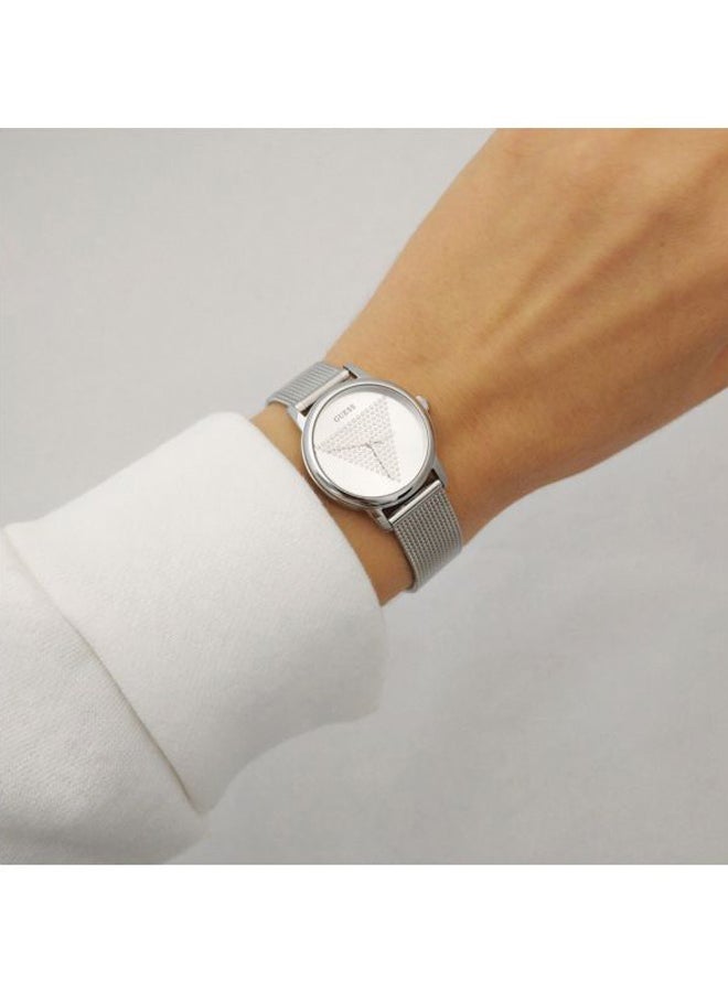 جس ساعة يد مايكرو إمبرينت بعقارب مقاومة للماء طراز GW0106L1 - 28 مم - فضي للنساء - Image 5