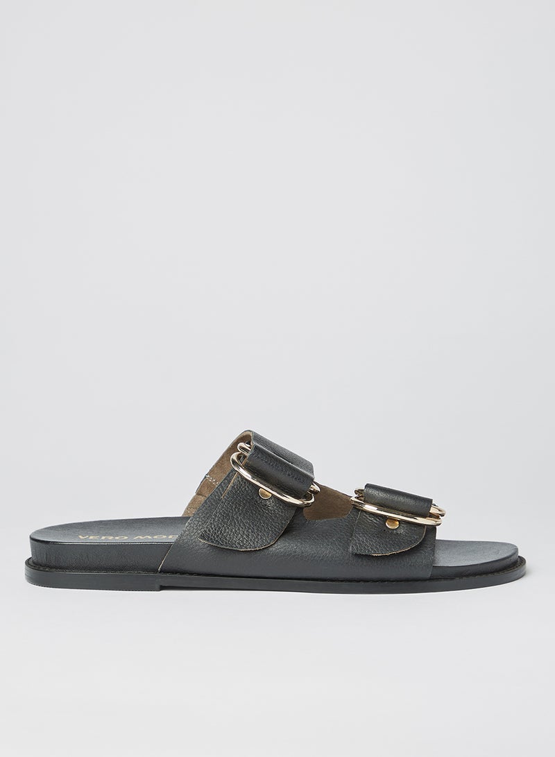 VERO MODA - Buckle Detailed Leather Sandals Black - Image 1
