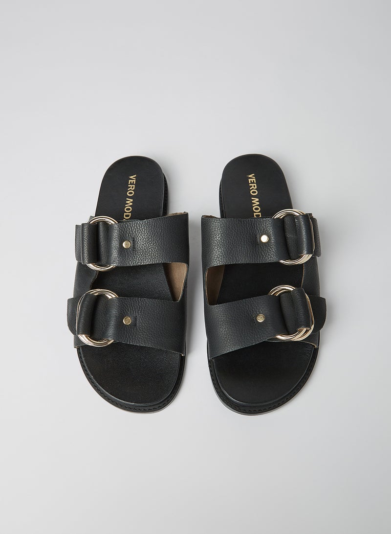 VERO MODA - Buckle Detailed Leather Sandals Black - Image 1