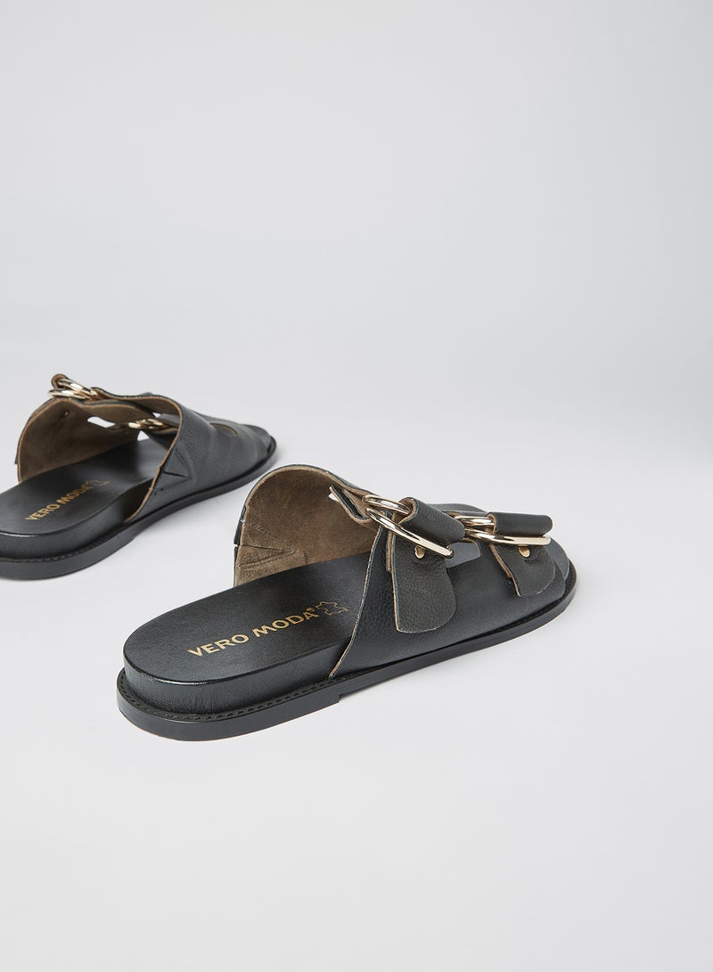 VERO MODA - Buckle Detailed Leather Sandals Black - Image 1