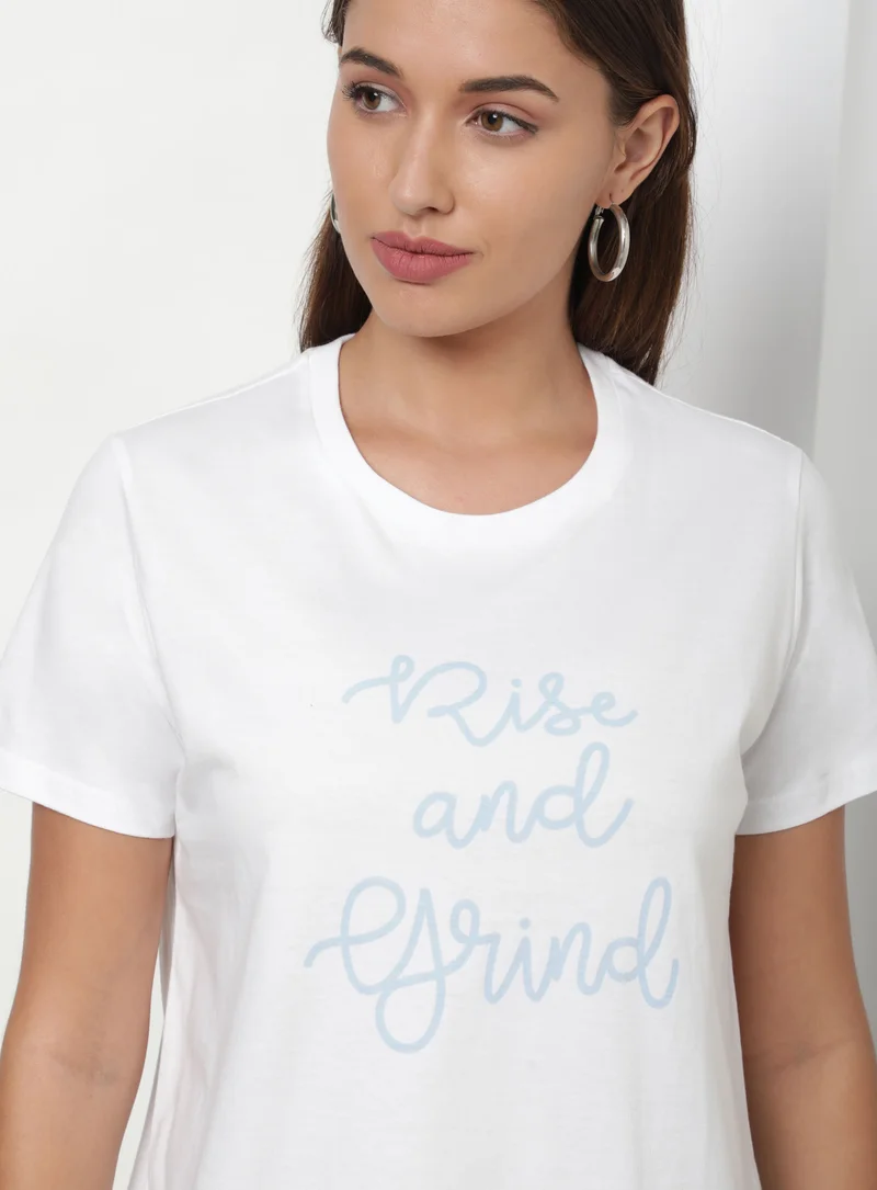 Aila Casual Printed Shorty Set White/Sky Blue
