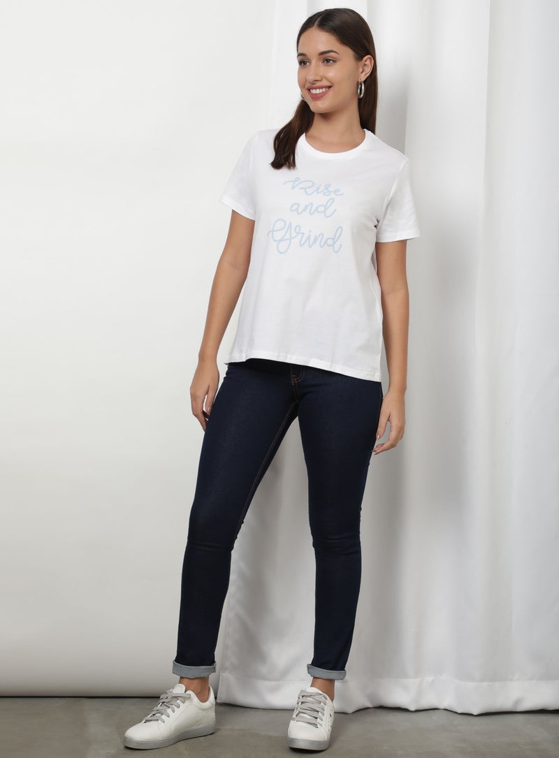Aila Casual Printed Shorty Set White/Sky Blue - Image 5