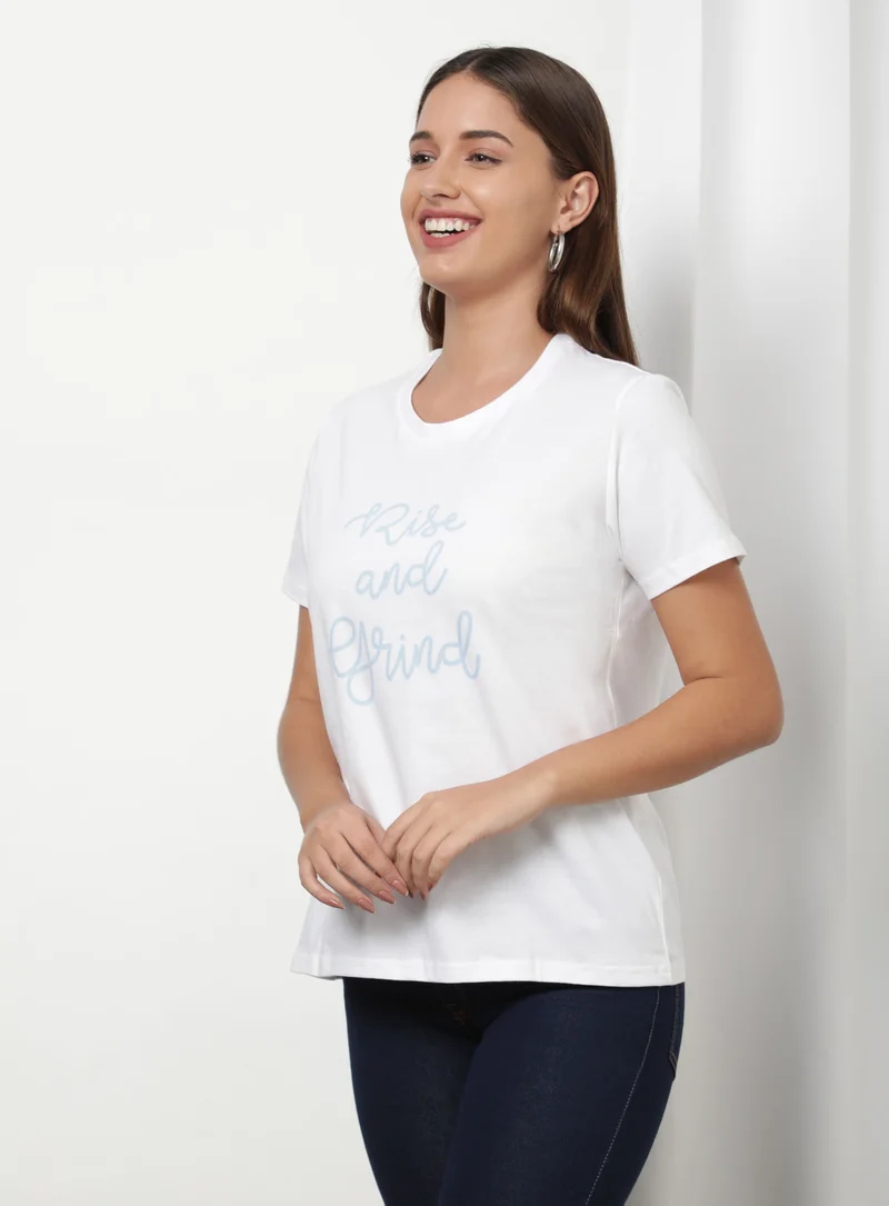 Aila Casual Printed Shorty Set White/Sky Blue