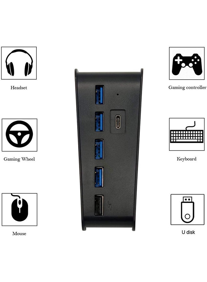 ماركة غير محددة محول موزع ب 5 منافذ USB 3.0 لجهاز بلايستيشن 5 أسود  - Image 2