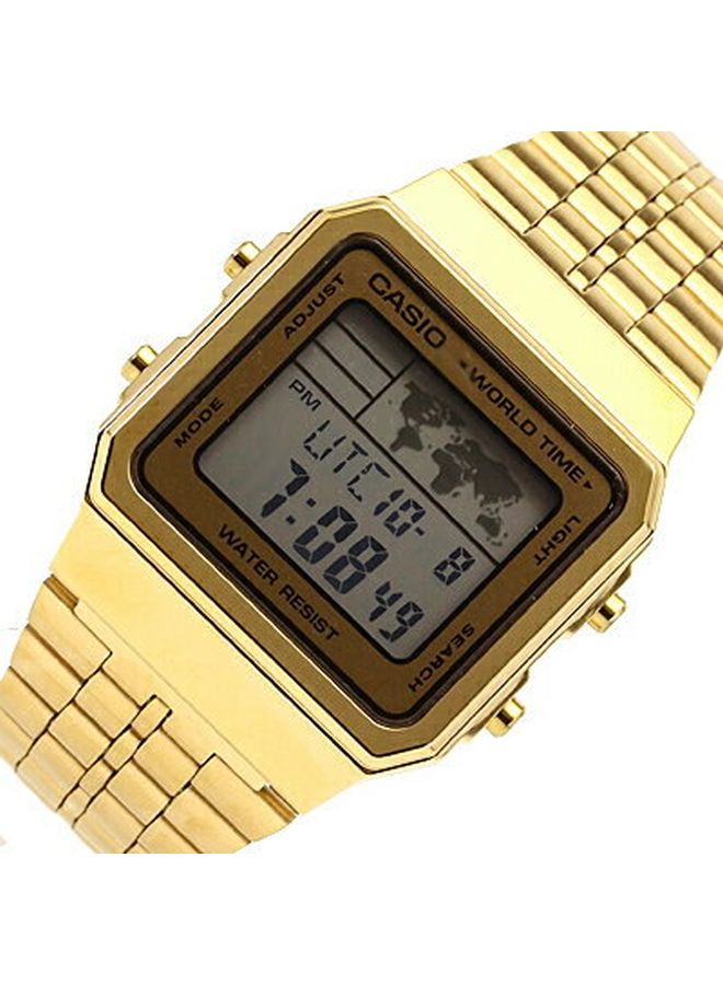 كاسيو ساعة يد رقمية مقاومة للماء طراز A500WGA-9 - مقاس 34 مم - لون ذهبي للرجال - Image 4