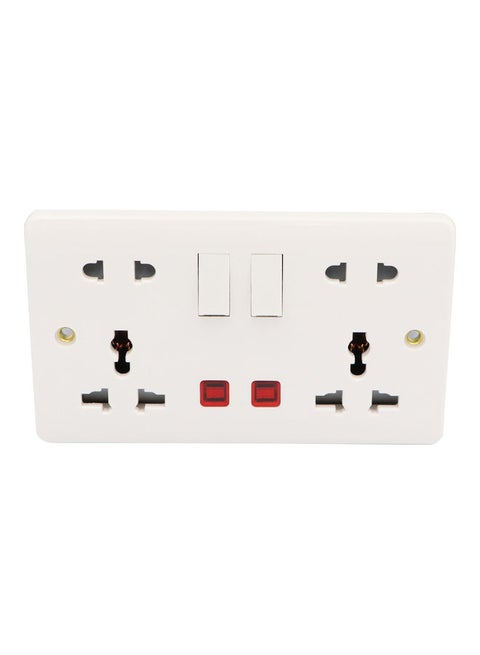 Multi-Function 13A Double Socket with Neon White