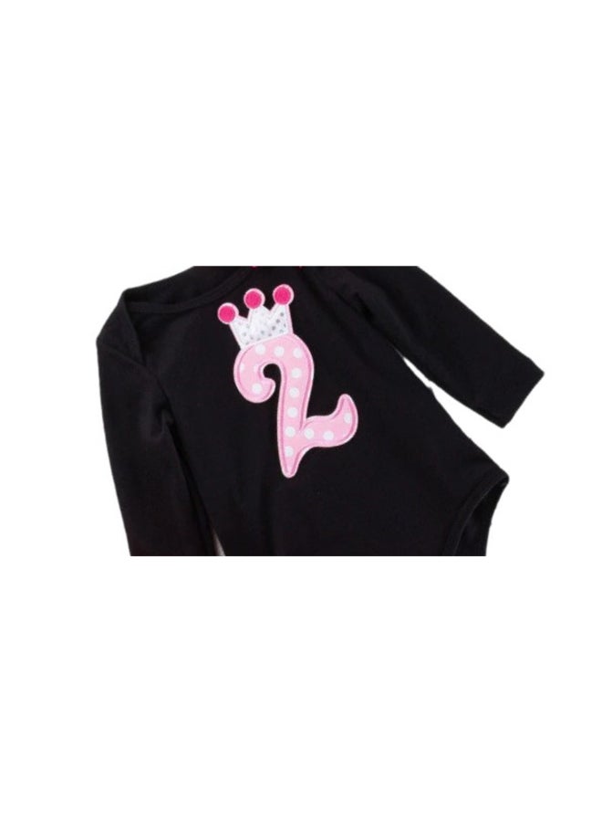 We Happy 3-Piece Second Birthday Princess Party Dress Set Black/Pink  - Image 2