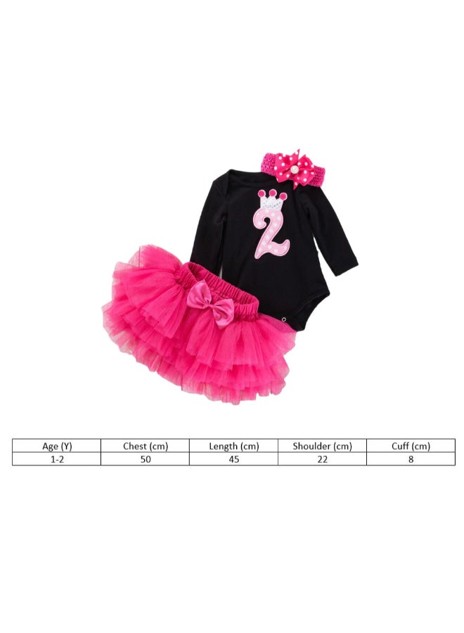 We Happy 3-Piece Second Birthday Princess Party Dress Set Black/Pink  - Image 4