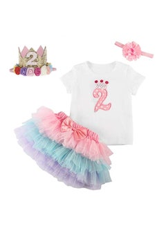 4-Piece Second Birthday Princess Party Dress Set Multicolour