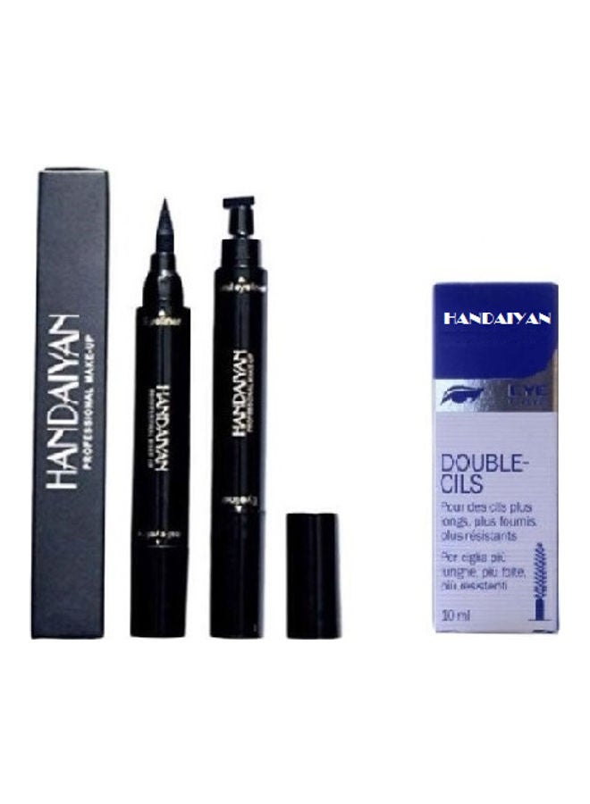 هاندايان محدد عيون سائل مع ختم ورموش مزدوجة الأسود / الأزرق