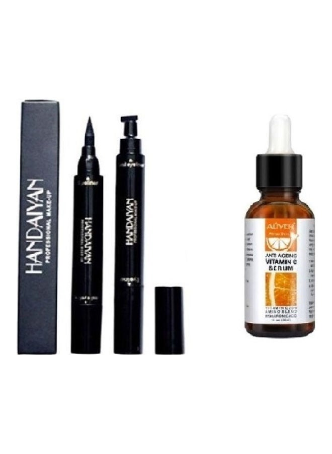 Handaiyan Eyeliner Liquid With Stamp and Vitamin C Serum Black/Brown