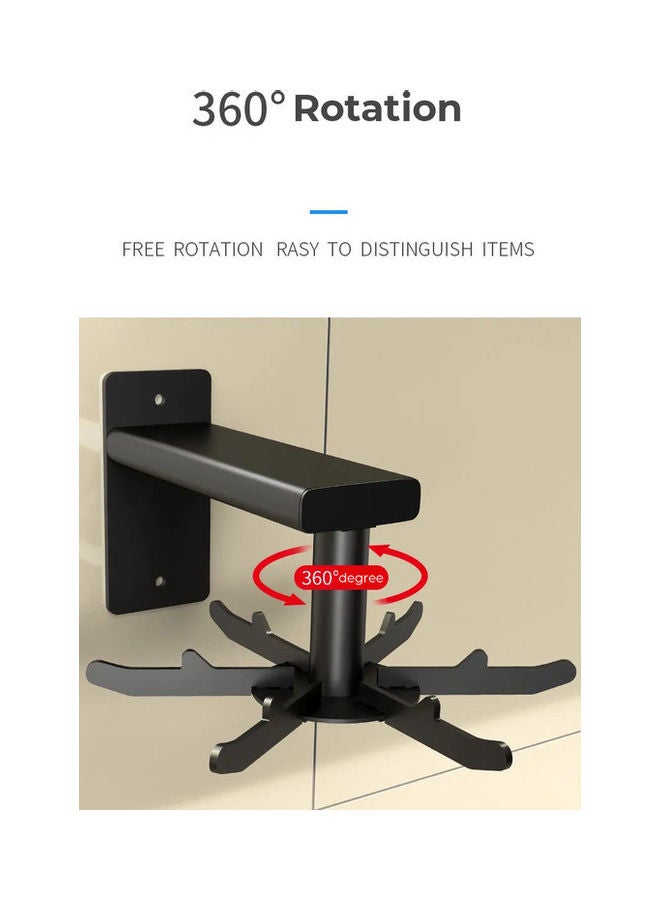 fashionhome Aluminum Wall Mounted Kitchen Storage Single Rotating Hook Black  - Image 3