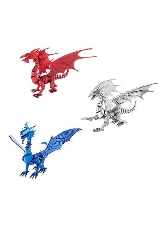 Fascinations 3-Piece 3D Metal Model Dragon Set 