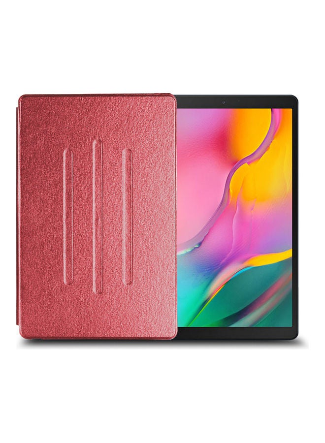 Wtech Premium Quality Folio Flip Trifold Stand Leather Full Body Protective Cover Case within Reinforced Soft Shell TPU Fitting for Samsung Galaxy Tab A 10.1 (2019) (SMT510, SMT515) Red - Image 2