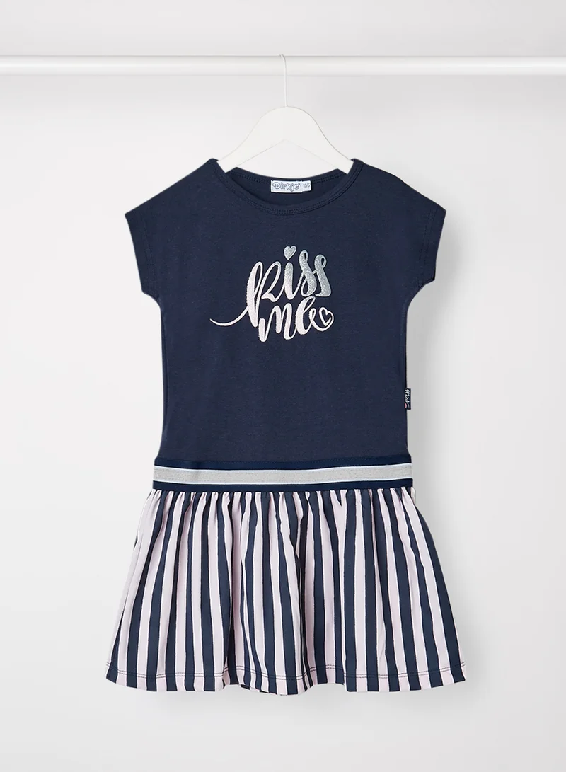 Dirkje Baby/Kids Slogan Print Striped Dress