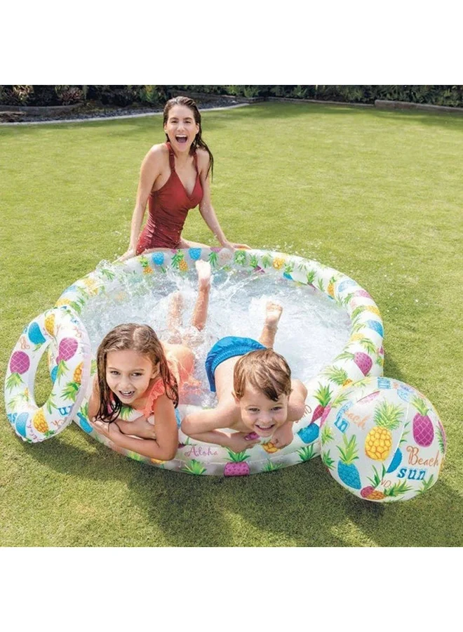 INTEX Inflatable Portable Lightweight Compact Pineapple Printed Sun Beach Pool Ball Ring 132x28cm